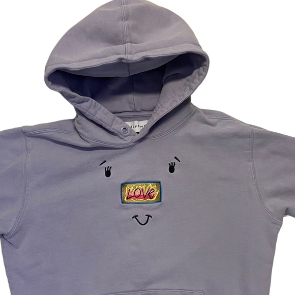 Teddy Fresh Love Face Purple Hoodie Sweatshirt Embroidered S - Picture 5 of 13